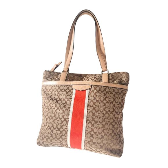 Coach Handbags - Coach Brown and Orange Signature Tote Bag